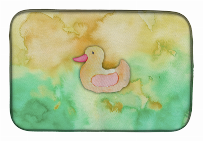 Animal Watercolor Dish Drying Mat (Color: Rubber Duckie Watercolor, size: 14 x 21)