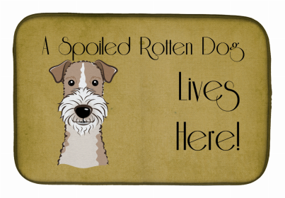 Spoiled Dog Lives Here Dish Drying Mat (Color: Fox Terrier - Wire, size: 14 x 21)