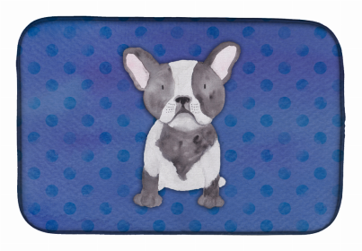 Animal Polkadot Watercolor Dish Drying Mat (Color: French Bulldog Polkadot Watercolor, size: 14 x 21)