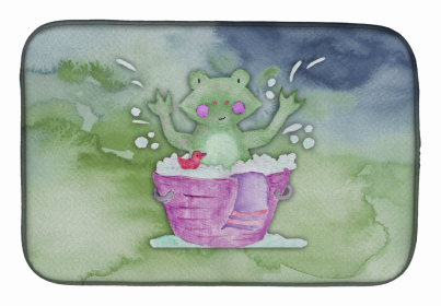 Animal Bathing Watercolor Dish Drying Mat (Color: Frog Bathing Watercolor, size: 14 x 21)