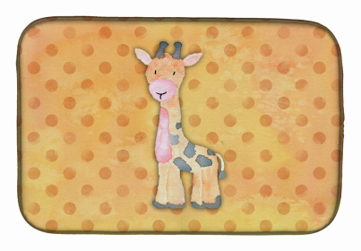 Animal Polkadot Watercolor Dish Drying Mat (Color: Polkadot Griaffe Watercolor, size: 14 x 21)