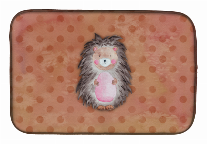 Animal Polkadot Watercolor Dish Drying Mat (Color: Polkadot Hedgehog Watercolor, size: 14 x 21)