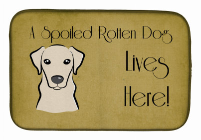 Spoiled Dog Lives Here Dish Drying Mat (Color: Labrador Retriever - Yellow, size: 14 x 21)