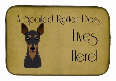 Spoiled Dog Lives Here Dish Drying Mat (Color: Miniature Pinscher, size: 14 x 21)