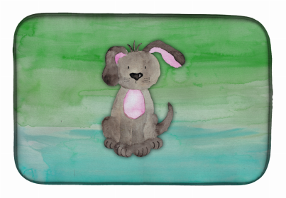 Animal Watercolor Dish Drying Mat (Color: Dog Teal and Green, size: 14 x 21)