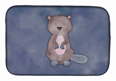 Animal Watercolor Dish Drying Mat (Color: Beaver Watercolor, size: 14 x 21)