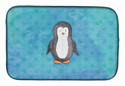 Animal Polkadot Watercolor Dish Drying Mat (Color: Polkadot Penguin Watercolor, size: 14 x 21)