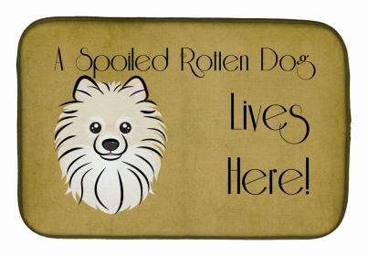 Spoiled Dog Lives Here Dish Drying Mat (Color: Pomeranian, size: 14 x 21)