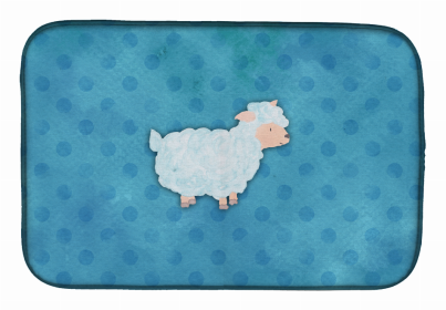 Animal Polkadot Watercolor Dish Drying Mat (Color: Polkadot Sheep Lamb Watercolor, size: 14 x 21)