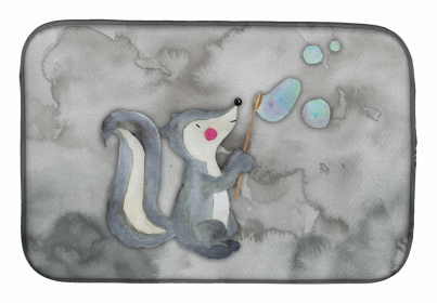 Animal Watercolor Dish Drying Mat (Color: Skunk and Bubbles Watercolor, size: 14 x 21)