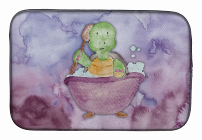 Animal Bathing Watercolor Dish Drying Mat (Color: Turtle Bathing Watercolor, size: 14 x 21)