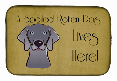 Spoiled Dog Lives Here Dish Drying Mat (Color: Weimaraner, size: 14 x 21)