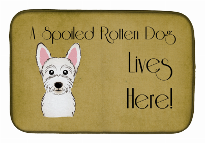 Spoiled Dog Lives Here Dish Drying Mat (Color: West Highland White Terrier, size: 14 x 21)