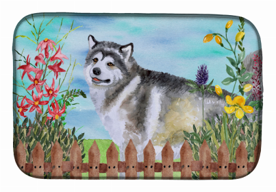 Spring Dog on Dish Drying Mat (size: 14 x 21)