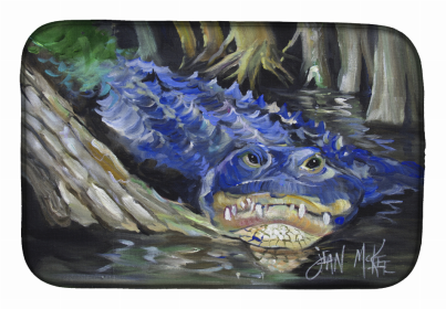 Animal Dish Drying Mat (Color: Blue Alligator #2, size: 14 x 21)