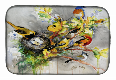 Bird Dish Drying Mat (Color: Spring Birds, size: 14 x 21)