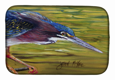 Bird Dish Drying Mat (Color: Green Heron, size: 14 x 21)