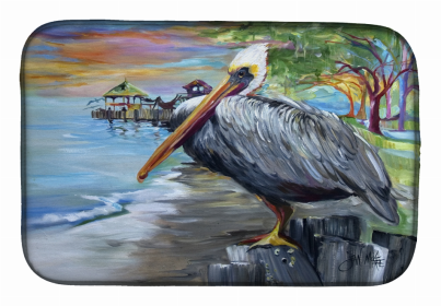 Bird Dish Drying Mat (Color: Pelican view, size: 14 x 21)