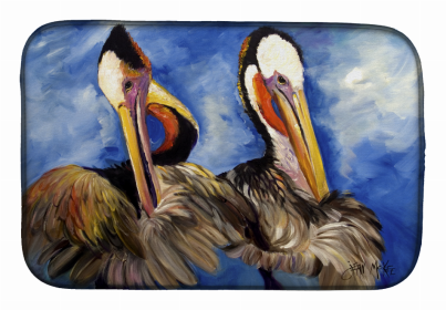 Bird Dish Drying Mat (Color: Pelican Brothers, size: 14 x 21)