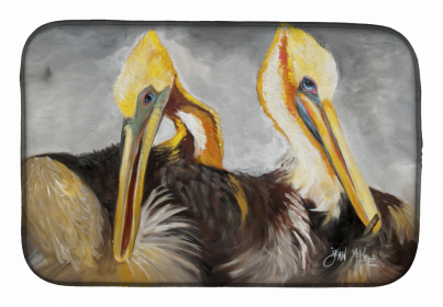 Bird Dish Drying Mat (Color: Pelicans Preening, size: 14 x 21)