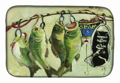 Fish Dish Drying Mat (Color: Recession Food Fish caught with Spam, size: 14 x 21)