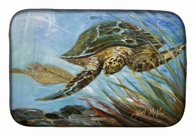 Animal Dish Drying Mat (Color: Loggerhead Sea Turtle #2, size: 14 x 21)