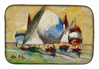 Sailboats Dish Drying Mat (Color: Bimini Sails Sailboat, size: 14 x 21)