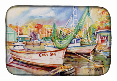 Sailboats Dish Drying Mat (Color: Sailboat Cindy Sue, size: 14 x 21)