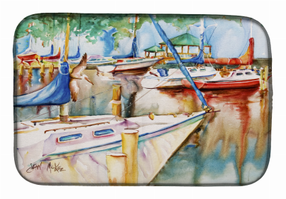 Sailboats Dish Drying Mat (Color: Sailboats at the Gazebo, size: 14 x 21)