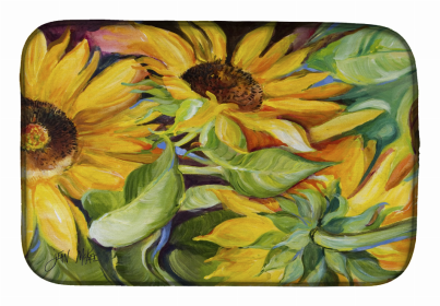 Floral Dish Drying Mat (Color: Sunflowers, size: 14 x 21)