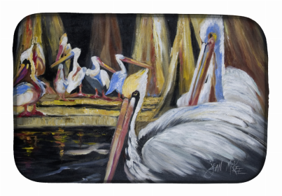 Bird Dish Drying Mat (Color: Pelicans, size: 14 x 21)