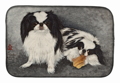 Dog Breed Art Dish Drying Mat (Color: Japanese Chin, size: 14 x 21)