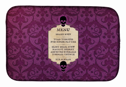 Halloween themed Dish Drying Mat (Color: Goulish Menu including Eye Screen and Snake soup Halloween, size: 14 x 21)