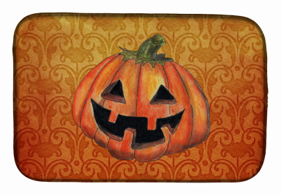 Halloween themed Dish Drying Mat (Color: October Pumpkin Halloween, size: 14 x 21)