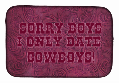 Cow Girl/Boy Dish Drying Mat (Color: Sorry Boys I only date cowboys in pink, size: 14 x 21)