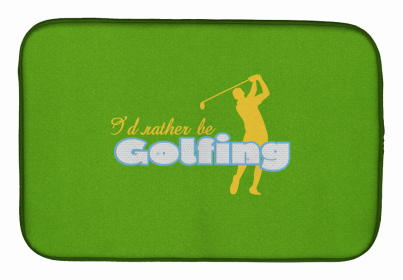 Sport Themed Dish Drying Mat (Color: I'd rather be Golfing Man on Green, size: 14 x 21)