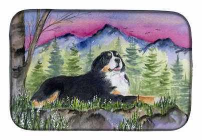 Dog Breed Themed Art Dish Drying Mat (Color: Bernese Mountain Dog, size: 14 x 21)