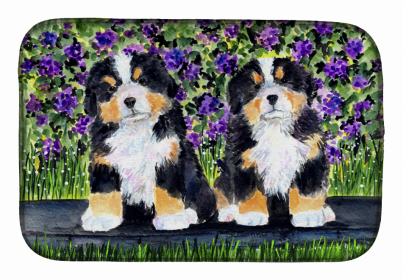 Dog Breed Themed Art Dish Drying Mat (Color: Bernese Mountain Dog 1, size: 14 x 21)