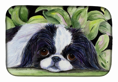 Dog Breed Themed Art Dish Drying Mat (Color: Japanese Chin, size: 14 x 21)