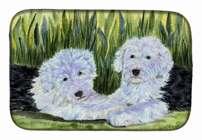 Dog Breed Themed Art Dish Drying Mat (Color: Old English Sheepdog, size: 14 x 21)