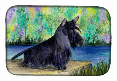 Dog Breed Themed Art Dish Drying Mat (Color: Scottish Terrier, size: 14 x 21)