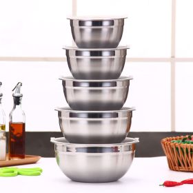 Deepen Stainless Steel Basin Salad Mixing Bowl (Option: With Cover-5PCs Set With Color Box)